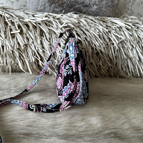 VERA BRADLEY Alpine Floral Little Crossbody Black Blue Purple Quilted REPAIRED - Picture 6 of 16